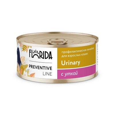 Florida Preventive Line Urinary - Консервы для кошек, "Профилактика образования мочевых камней", с Уткой, 100 гр Florida Preventive Line Urinary - Консервы для кошек,