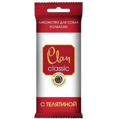 Clan - Мини-колбаски для взрослых собак всех пород, с телятиной, 10 гр Clan - Мини-колбаски для взрослых собак всех пород, с телятиной, 10 гр