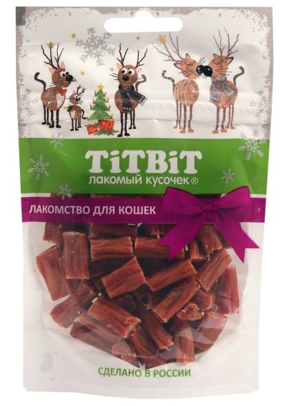 TiTBiT - Лакомство для кошек, новогодняя коллекция, колбаски говяжьи 60гр