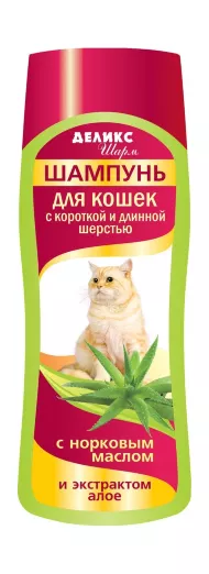 Деликс Шарм - Шампунь с норковым маслом и алоэ, для кошек с короткой и длинной шерстью, 250 мл
