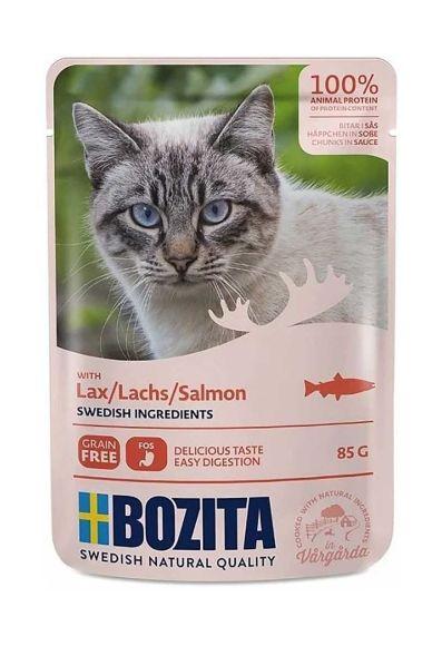 Bozita - Кусочки в соусе для кошек, с лососем 85гр