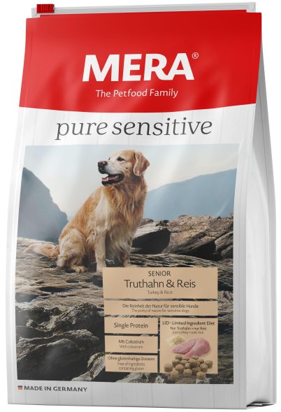 Mera Sensitive Pure - Сухой корм для пожилых собак с индейкой и рисом