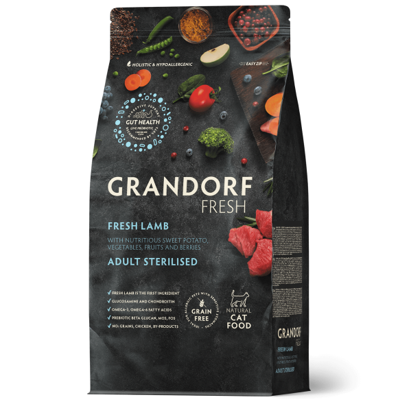 Grandorf Fresh Cat Lamb Sterilised - Сухой корм для стерелизованных кошек, чувствительное пищеварение или склонность к аллергии, с ягненком и бататом