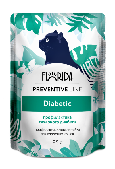 Florida - Паучи для кошек Diabetic, профилактика Сахарного Диабета, 85 гр