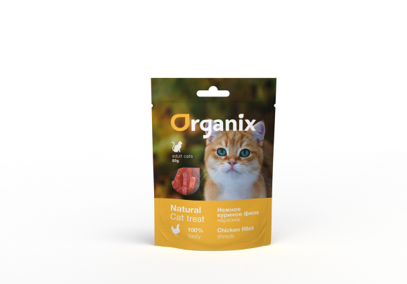 Organix - Soft Сhicken fillet shreds - Лакомство для кошек, нежная нарезка куриного филе, 100% мясо, 50гр