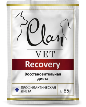 Clan Vet Recovery - Паучи для собак и кошек, кусочки в соусе, восстановительная диета 85 гр