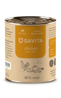 SAVITA - Консервы для собак, Курица с Яблоком и Морковью SAVITA - Консервы для собак, Курица с Яблоком и Морковью