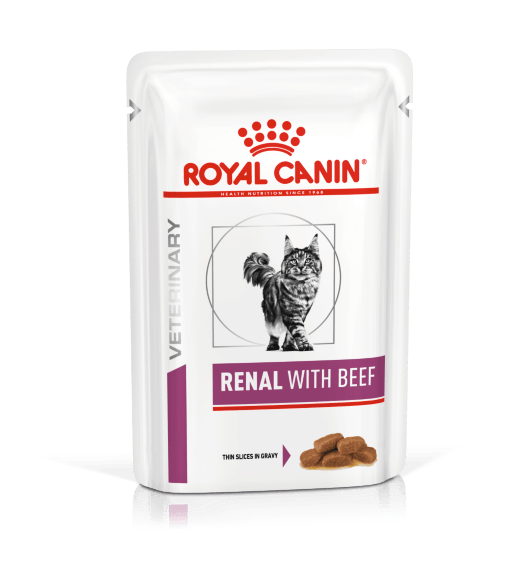 21734.580 Royal Canin Renal dlya Koshek - Kysochki v soyse govyadinoi 85 gr kypit v zoomagazine «PetXP» Royal Canin Renal для Кошек - Кусочки в соусе говядиной 85 гр