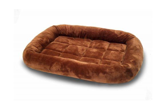 Yami-Yami - Прямоугольный лежак с валиком для собак и кошек, коричневый