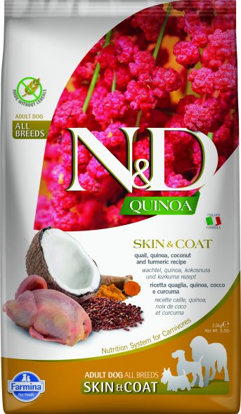 Farmina Quinoa - Корм беззерновой для собак для здоровья кожи и шерсти, Перепелка и Киноа