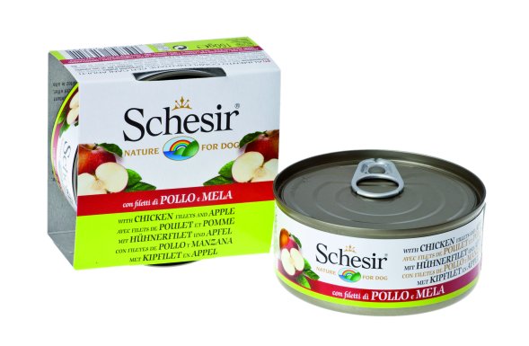 Schesir - Консервы для собак с цыпленком и яблоком 150 гр