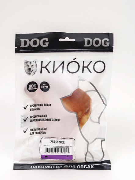 КИОКО - Лакомство для собак, ухо свиное, 1 шт., 50 г