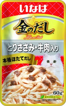 Inaba Kinnodashi - Пауч для взрослых кошек с куриным филе и говядиной, 60гр