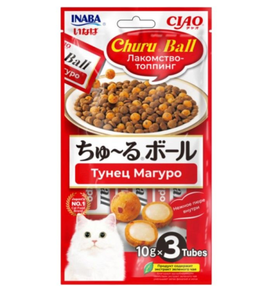 Inaba Ciao Churu Ball - Лакомство - топпинг для кошек, тунец магуро
