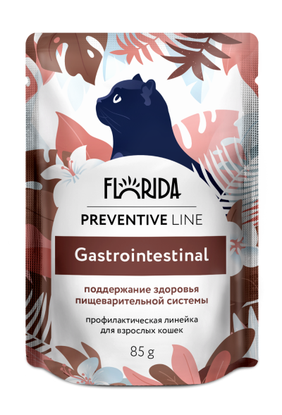 Florida - Паучи для кошек Gastrointestinal, профилактика ЖКТ, 85 гр
