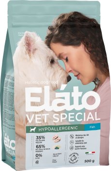 Elato Holistic Vet Special Hypoallergenic - Корм сухой диетический для собак при пищевой непереносимости отдельных ингредиентов или питательных веществ, с рыбой, 500 г