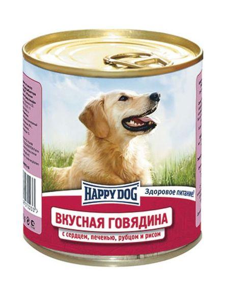 Happy Dog - Консервы для собак с говядиной, сердцем, печенью, рубцом и рисом 750 гр