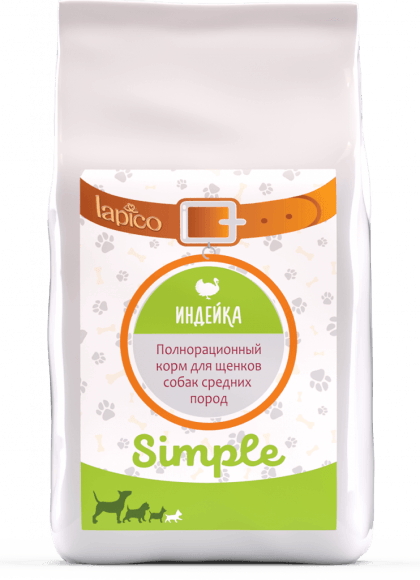 Lapico Simple - Сухой корм для щенков средних пород, с Индейкой, 2 кг