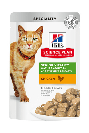 Hill's Science Plan - Пауч для пожилых кошек (7+), для поддержания активности и жизненной энергии, с Курицей, 85 гр