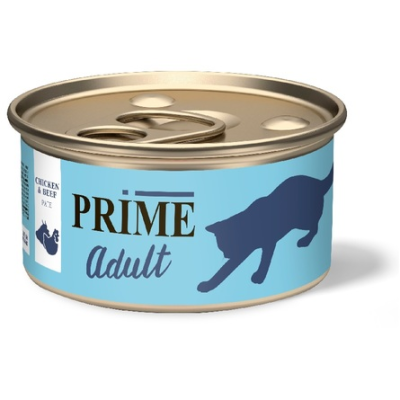Prime Adult - Консервы паштет для кошек, курица и говядина, 75 гр