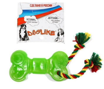 Doglike - Игрушка для собак, Кость с канатом, Зеленый, 41 см