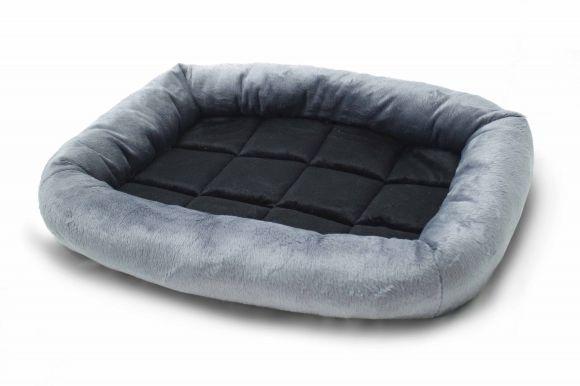 Yami-Yami - Прямоугольный лежак с валиком для собак и кошек, серый