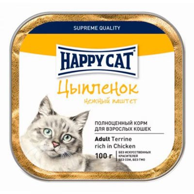 Happy Cat - Консервы для кошек, паштет с цыпленком 100гр