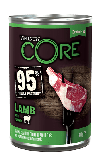 Wellness Core 95 - Консервы для собак из ягненка с тыквой 400 гр