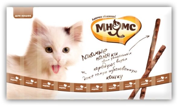 Мнямс - Лакомые палочки 13,5 см для кошек с индейкой и ягненком 10х5 г
