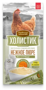 Деревенские Лакомства - Нежное пюре для кошек, из Курицы, 4*10 гр