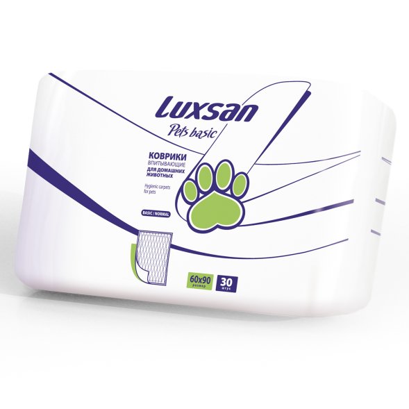 LUXSAN Basic - Коврики (пеленки) для животных 60х90, 30 шт