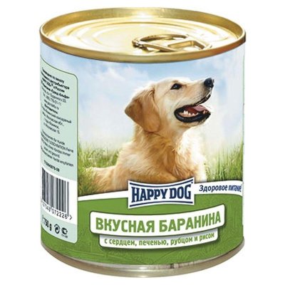 Happy Dog - Консервы для собак с бараниной, сердцем, печенью, рубцом и рисом 750 гр