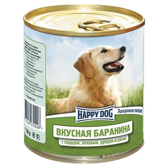 Happy Dog - Консервы для собак с бараниной, сердцем, печенью, рубцом и рисом 750 гр