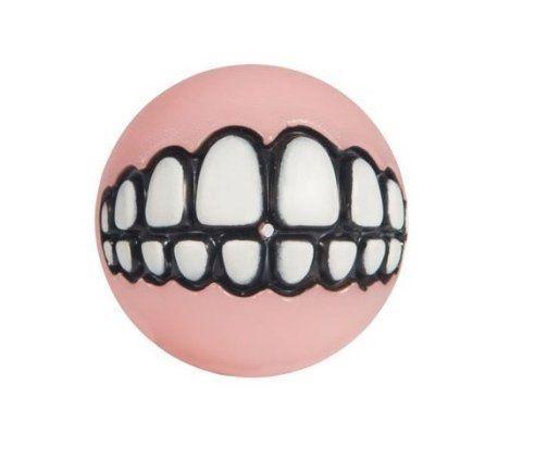 Rogz Grinz - Мяч для щенков с принтом зубы и отверстием для лакомств малый