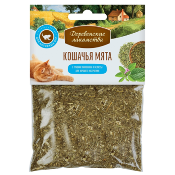 Деревенские лакомства - Кошачья мята+Лимонник+Мелисса для хорошего настроения, 15 гр