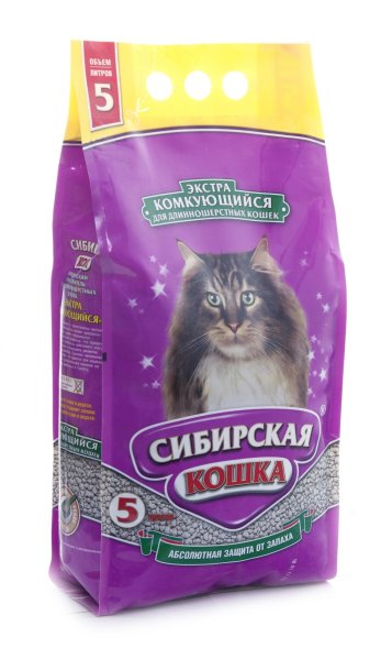 Сибирская кошка - Экстра Комкующийся наполнитель для длинношерстных кошек, 5л