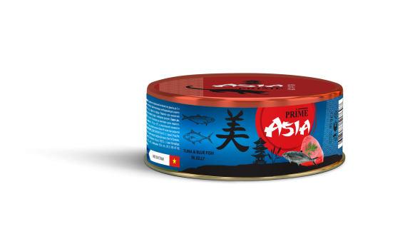 Prime Asia - Консервы для кошек, тунец с голубой рыбой в желе, 85 гр