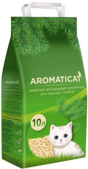 AromatiCat - Древесный впитывающий наполнитель для кошачьего лотка