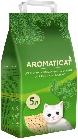 AromatiCat - Древесный впитывающий наполнитель для кошачьего лотка