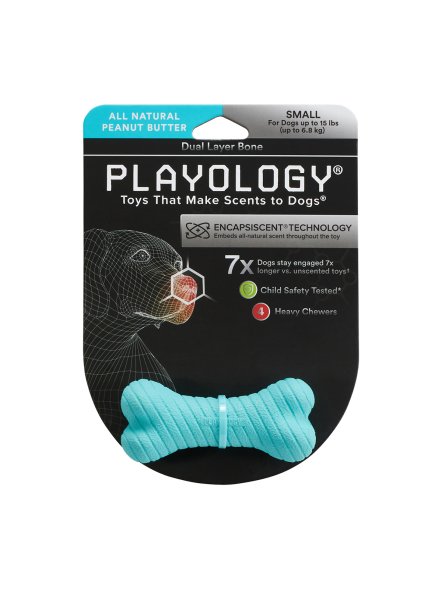 Playology - Двухслойная жевательная косточка DUAL LAYER BONE для собак мелких пород, с Ароматом Арахиса
