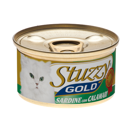Stuzzy Gold - Кусочки в собственном соку для взрослых кошек с сардинами и кальмарами 85 гр