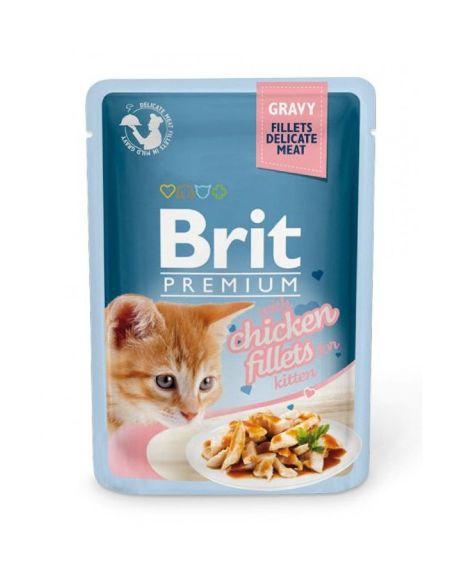 Brit Premium Chiсken - Паучи для котят: кусочки в соусе из куриного филе 85гр