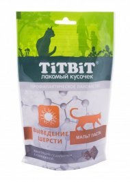 TitBit - Хрустящие подушечки для кошек с говядиной для выведения шерсти 60гр