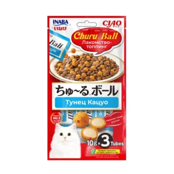Inaba Ciao Churu Ball - Лакомство - топпинг для кошек, тунец кацуо