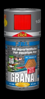 JBL Grana CLICK - Основной корм премиум-класса в форме гранул для небольших пресноводных аквариумных рыб, в банке с дозатором