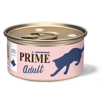 Prime Adult - Консервы для кошек, говядина, кусочки в соусе, 75 гр Prime Adult - Консервы для кошек, говядина, кусочки в соусе, 75 гр