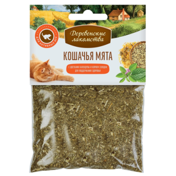 Деревенские лакомства - Кошачья мята+Календула+Корень солодки для здоровья, 15 гр