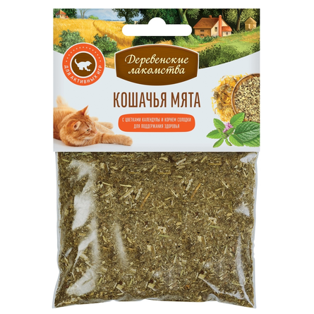 Деревенские лакомства - Кошачья мята+Календула+Корень солодки для здоровья, 15 гр