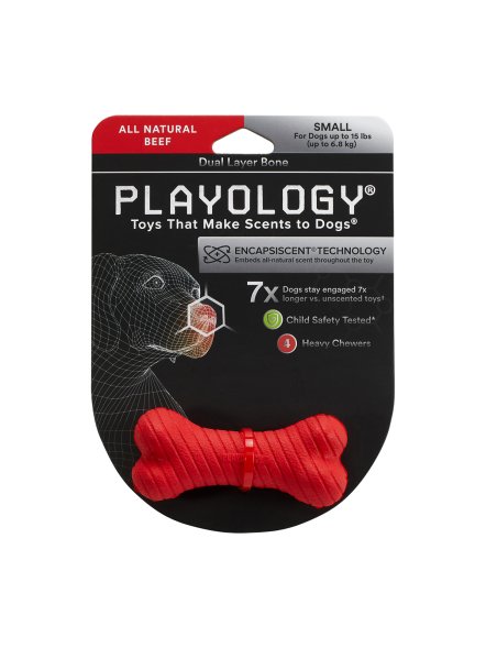 Playology - Двухслойная жевательная косточка DUAL LAYER BONE для собак мелких пород, с Ароматом Говядины