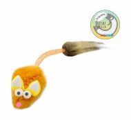 GoSi - Игрушка для кошек "Лисенок с ушами" Рыжий с хвостом трубочка с кисточкой 